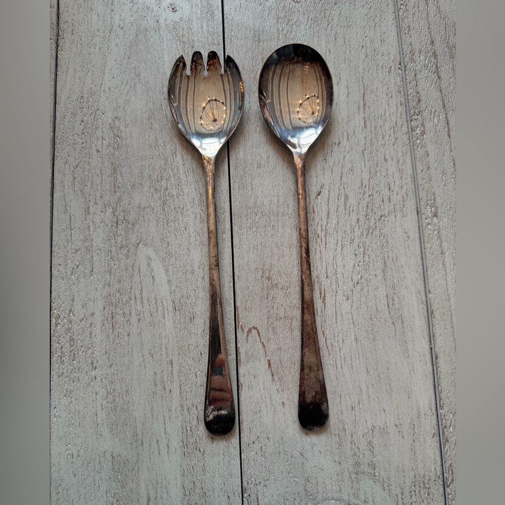 Vintage silver-plated salad servers